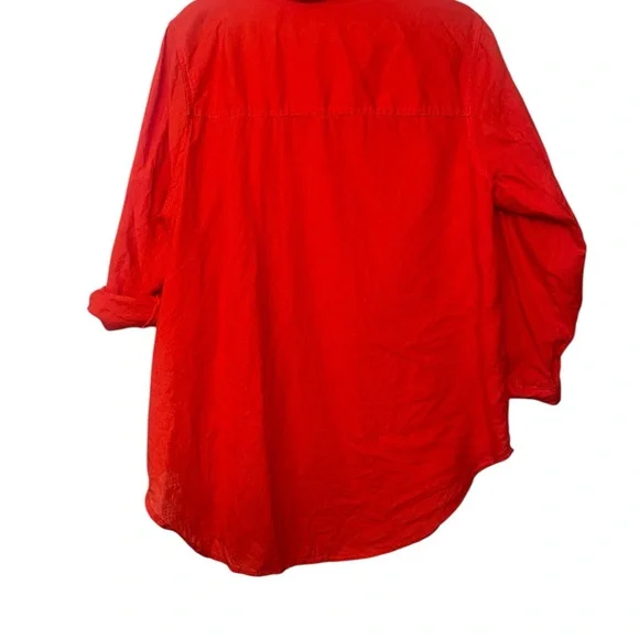 Sigrid Olsen Red Orange Linen Button Up Shirt Size 1X - Picture 4 of 7